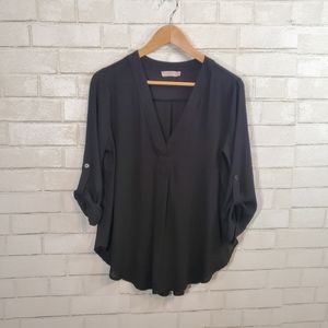 Lush long sleeve black blouse